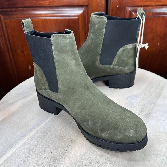 Joie Womens Chelsea Boots Size 10 Olive Green Pull On Suede Lug Ankle Boots New - Picture 4 of 15